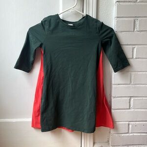 COS color block dress, 4-6y dark green and bright coral